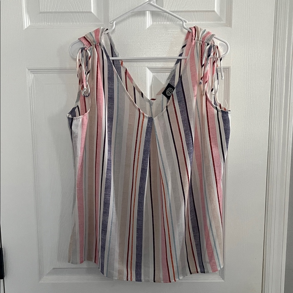 Bobeau Multicolor Striped Sleeveless Blouse